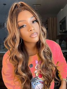 Color Hair On Black Women, Straight Hairstyle, Human Lace Wigs, Human Hair Lace Front Wigs, Blonde Streaks, Hair Lace Front Wigs, Formal Makeup, Cute Makeup Looks, Lace Body