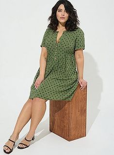 Mini Rayon Slub Button Front Fit N Flare Dress, DOTS Summer Lookbook, Dress Images, Torrid Dresses, Urban Outfits, Fit N Flare Dress, Faux Wrap Dress, Fit Flare Dress, Floral Print Dress, Holiday Outfits