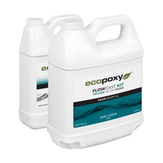 two gallon jugs of ecopoxy flower and insect repellent on a white background