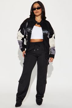 Available In Black/combo. Bomber Jacket Verbiage Full Zip Colorblock Shell: 100% Cotton Lining: 100% Polyester Imported | The Land Racing Bomber Jacket in Black size 2X by Fashion Nova Fashion Nova Jackets, Coats Fashion, Online Fashion Stores, The Land, Affordable Fashion, Fashion Store, Fashion Inspo Outfits, Fashion Nova, Fashion Clothes Women