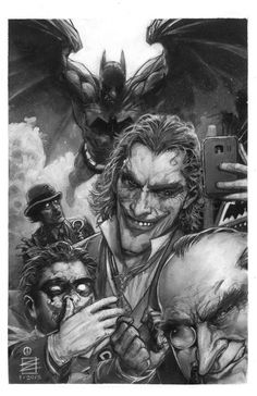 an image of the joker and his friends in black and white art print by christian vander