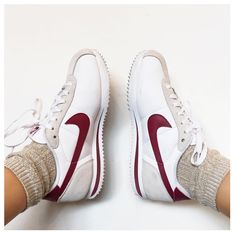 nike cortez and socks #aliciaroddy Trainers Fashion, Sneakers Outfit, Sneaker Collection, Sport Fashion, Sneaker Head