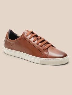 Nicklas Leather Sneaker | Banana Republic Slip-resistant Sneakers For Sports, Leather Sneakers With White Sole And Arch Support, Fade-resistant Brown Sneakers For Walking, Brown Fade-resistant Sneakers For Walking, Brown Fade-resistant Walking Sneakers, Comfortable Leather Sneakers With Arch Support, Classic Walking Shoes With Ortholite Insole For Sports, Functional Brown Sneakers With Arch Support, Comfortable Brown Sneakers With Ortholite Insole