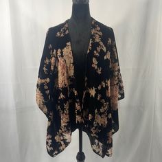 Francesca’s Floral,Cherry Blossom, Velvet Kimono, Black, Pink, Tan, Boho, One Size, This Boho, Kimono Is Free Flowing & Light And Can Be Worn With Anything Makes A Beautiful Cover For Dresses, Camis, Long Sleeves, Shorts, Sleeves, No Sleeves, Skirts, Pants, Jeans Or Shorts! Excellent, New Without Tags. Bohemian Black Printed Kimono, Black Printed Kimono For Festival, Black Bohemian Kimono Free Size, Black One Size Kimono, Bohemian Black Kimono For Vacation, Black Bohemian Kimono For Spring, Black Flowy Bohemian Kimono, Black Kimono For Festival, Summer Black Floral Print Kimono