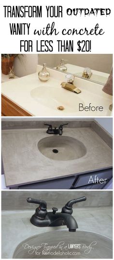 the before and after pictures of a bathroom sink