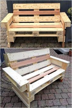 two different types of benches made out of pallets