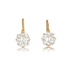 12343_TV Classic Drop Earrings With Rose Cut Diamonds, Classic Rose Cut Diamond Drop Earrings, Timeless Rose Cut Diamond Earrings, Classic Gold Earrings With Rose Cut Diamonds, Timeless Rose Cut Diamond Earrings For Formal Occasions, Classic Gold Earrings With Single Cut Diamonds, Elegant Cushion Cut Yellow Gold Earrings, Luxury Wedding Earrings With Lever Back Ear Wires, Timeless Yellow Gold Rose Cut Diamond Earrings