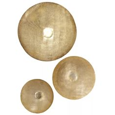 three different types of gongs on a white background