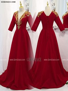 10% off now|Free shipping world-wide. Burgundy Gold Embroidered Sequins Vneck Velvet Evening Dress with Sleeves at GemGrace. Click to learn our pro custom-made service for wedding dress, formal dress. View #EveningDresses for more ideas. Formal Embroidered V-neck Dress, Evening Dress With Sleeves, Velvet Evening Dress, Gorgeous Prom Dresses, Evening Dresses With Sleeves, Dress With Sleeves, For Wedding Dress, Prom Dress Inspiration, Drawing Inspo