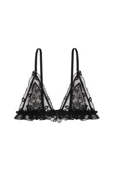 NOIR Triangle Bra With Lace – Le Petit Trou USD Perfect Bra Size, Perfect Bra, Soft Bra, Black Shade, Triangle Bra, Patterned Fabric, Shades Of Black, Underwire Bra, Bra Sizes