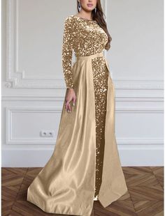 A-Line Evening Gown Sparkle & Shine Black Dress Plus Size Formal Fall Sweep / Brush Train Long Sleeve Jewel Neck Sequined with Glitter Pleats 2024 Full Length Sequined Wedding Dress, Sequined Full-length Wedding Dress, Long Sleeve Embellished Evening Dress For Festive Occasions, Formal Gown With Contrast Sequin And Long Sleeves, Glamorous Long Sleeve Festive Gown, Elegant Long Sleeve Gown With Contrast Sequin, Long Sleeve Gown For Festive Party Season, Long Sleeve Festive Gown For Party Season, Festive Long Sleeve Glamorous Gown