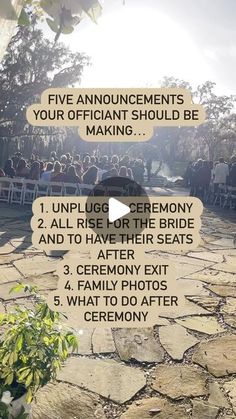 an image of a wedding ceremony with the words five announcements