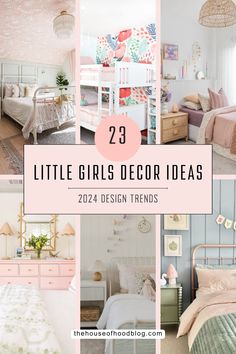 girls bedroom decor ideas with pink and green accents on the walls, bedding and nightstands