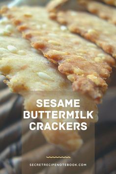 sesame buttermilk crackers with text overlay