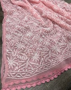 Lightweight Chikankari hand embroidered georgette dupatta with crochet lace. Embroidery designs may vary. Luxury Peach Dupatta With Chikankari Embroidery, Luxury Chikankari Embroidered Party Dupatta, Luxury Chikankari Embroidery Maxi Dupatta, Luxury Chikankari Embroidery Party Dupatta, Luxury Chikankari Embroidery Maxi Length Dupatta, Luxury Chikankari Embroidery Georgette Dupatta, Luxury Chikankari Embroidered Georgette Dupatta, Luxury Summer Chikankari Embroidery Dupatta, Luxury Georgette Dupatta With Chikankari Embroidery