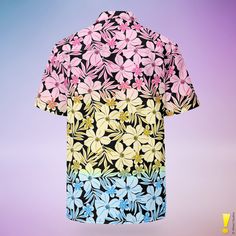 Celebrate Pansexual Pride in Paradise! Embrace the beauty of love in all its forms with our Pansexual Pride Aloha Hawaiian Shirt! Designed for the vibrant LGBTQ+ community, this eye-catching tropical floral design, blooming in a captivating ombre blend of pink, yellow, and blue inspired by the Pansexual Pride flag, is your ultimate statement of self-love, acceptance, and queer joy. Imagine yourself basking in the sun, surrounded by loved ones, radiating confidence and pride in a shirt that perfe Multicolor Vacation Shirt With All Over Print, Hawaiian All Over Print Top For Spring, Multicolor Summer Shirt With Plant Print, Multicolor Plant Print Shirt For Summer, Multicolor Shirt With Plants Print For Summer, Multicolor Short Sleeve Hawaiian Shirt, Hawaiian Shirt With All Over Print For Spring, Vacation Multicolor Print Shirt With All Over Print, Multicolor Hawaiian Shirt With All Over Print