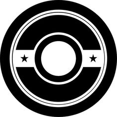 a black and white circle with stars around it