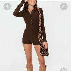 Brand New Never Worn Only Tried On. Too Small On Me Fits More Like M/L. Doesn’t Work For Longer Torso Girls Brown Romper, Sweaters Brown, Long Torso, Brown Sweater, Sweaters For Women, Rompers, Brand New, Women Shopping, Color