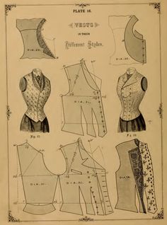 an old book with different types of clothing on it