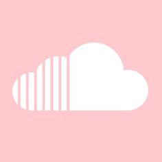 a white cloud on a pink background with vertical stripes in the center and bottom half