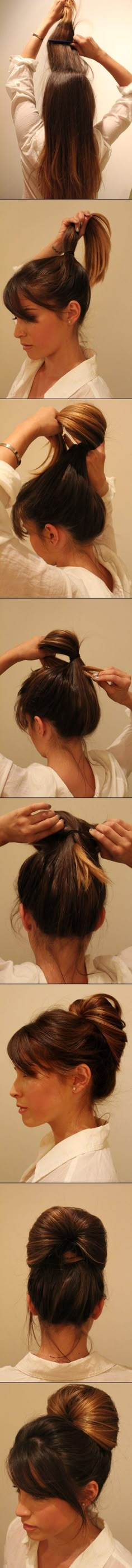 So much cuter than a ponytail. Love this! Bouffant Bun, Diy Wedding Hair, High Bun, Women's Hair, Tutorial Diy, Style Hair, Hair Envy, Hair Tips