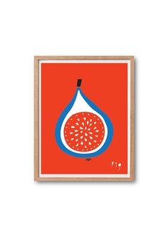 a red and blue poster with a watermelon on it