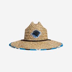 Carolina Panthers Americana Straw Hat FOCO - FOCO.com Summer Coastal Straw Hat, Coastal Summer Straw Hat, Woven Straw Sun Hat For Summer, Coastal Style Summer Straw Hat, Blue Sun Hat For Vacation, Straw Coastal Sun Hat For Summer, Coastal Straw Sun Hat For Summer, Coastal Straw Hat For Summer Poolside, Coastal Straw Hat For Poolside Summer