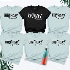 70th Birthday Shirt, Hello Seventy Est 1954 Tshirt, Custom Birthday Crew Shirt, Birthday Squad Outfit, Grandma Grandpa Birthday Party Shirt. Celebrate a milestone in style with our 70th Birthday Shirt! Featuring a bold "Hello Seventy Est 1954" design, this Custom Birthday Crew Shirt is perfect for marking this special occasion with loved ones. Whether you're throwing a party for Grandma or Grandpa, this Birthday Squad Outfit adds a fun and personal touch to the event. Ideal for family gatherings 70th Birthday T Shirt Ideas, Grandpa Birthday Party, 70th Birthday Shirt, Birthday Squad Shirts, Squad Outfits, Grandpa Birthday, Class Outfit, Tshirt Custom, Mom's Birthday