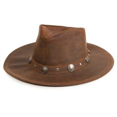 PRICES MAY VARY. MADE TO LAST: Time to flex the Minnetonka Buffalo Nickel Hat, a leather studded hat made to be both stylish and durable COWBOY DESIGN: Show off that classic cowboy hat silhoutte with its wide leather brim that keeps the sun and other elements out STYLISH: Complete your outfit with this hat's distinctive Western design that features a band of metal accents that will turn heads FLEXIBLE: Wear it any way you want with its hidden steel wire in brim that allows you to personalize the Dress With Cowboy Hat, Brown Leather Hat, Cool Dad Hats, Leather Cowboy Hats, Black Cowboy Hat, Black Cowboys, Cowboy Design, Leather Patterns, Hat Bands