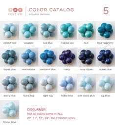 the color catalog for different colors of beads