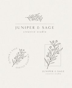 the logo for juniper & sage creative studio, which has been designed to look like it is