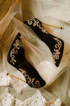 Gold Heels Wedding, Black Wedding Shoes, Rhinestone Pumps, Wedding Heels, Bridal Shoes