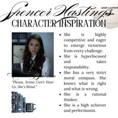 an advertisement featuring a woman with long dark hair and wearing a tie, sitting in front of three stacks of books