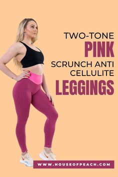 Pink Two tone House Of Peach ® anti-cellulite leggings with booty scrunch. These anti-cellulite leggings are High Waisted ♡ Booty Enhancing ♡ and Head Turning. As well as hiding any unwanted cellulite in the gym, these bum enhancing gym leggings are the perfect, practical addition to any gym wardrobe. Scrunch Bum Leggings, Ruched Leggings, In The Gym, Beautiful Curves, Two Piece Pant Set, Two Tone