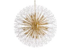 a gold and white chandelier hanging from the ceiling