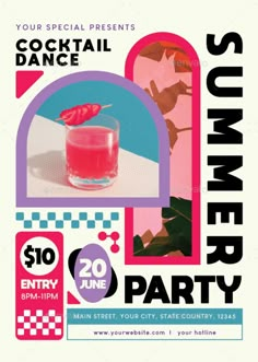 Summer Party Flyer Summer Party Invite Design, Summer Party Graphic Design, Summer Party Poster Design, Summer Event Poster, Cute Flyer Design, Summer Party Background, Summer Party Design, Summer Ads, Event Ads