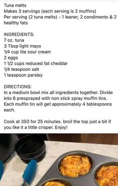 the instructions for making muffins in a muffin tin are shown on this page