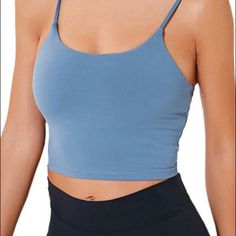 Comes In Size Medium, Large, Xl Comfy Cozy Yoga Lounge Bra Top! Spring Blue Activewear With Built-in Bra, Blue Casual Crop Top For Gym, Blue Yoga Top With Built-in Bra, Casual Blue Tank Top For Yoga, Casual Blue Crop Top For Yoga, Light Blue Casual Yoga Tops, Cozy Yoga, Lounge Bra, Purple Tank Top