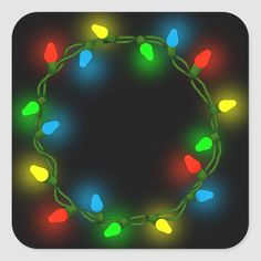 christmas lights arranged in a circle square sticker