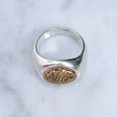 Mixed metal Jaguar Ring with a 925 sterling silver band and gold-toned brass engraved Jaquar. The Aztec, Mayan's and Inca built temples to the Jaguar spirit animal which represents power, confidence, and focus. This ring is available in both Men's and Women's sizing. Available in Brass Band with 925 Sterling Silver Signet https://etsy.me/2RcLoMl Ring Size Available in all sizes. Please be sure to find your exact ring size for the finger you want before ordering. See image chart above or you can Luxury Silver Brass Rings, Gold Engraved Sterling Silver Signet Ring, Silver Polished Brass Rings, Silver Brass Ring With Polished Finish, Silver Brass Rings With Polished Finish, Classic Silver Brass Signet Ring, Gold Sterling Silver Rings With Etched Details, Gold Etched Sterling Silver Rings, Brass Engraved Ring With Polished Finish For Anniversary