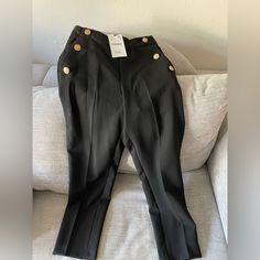 Brand New Zara Pants With Tags. Never Worn. Perfect For Work Or Sophisticated Look. Gold Buttons And Pockets Calvin Klein Pants Women, Slacks Trousers, Slack Pants, Sophisticated Look, Linen Blend Pants, Winter Pants, Calvin Klein Pants, Grey Trousers, Grey Dress Pants