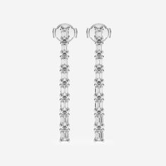 Badgley Mischka 2 ctw Emerald Lab Grown Diamond Graduated Dangle Earrings 14K White Gold, FG, VS2 Classic Prong Set Linear Earrings For Evening, Timeless Brilliant Cut Bridal Earrings For Evening, Timeless Bridal Earrings With Brilliant Cut For Evening, Classic Evening Linear Earrings With Prong Setting, Timeless Linear Earrings For Anniversary, Timeless Bridal Earrings For Evening, Classic Evening Linear Earrings With Diamond Accents, Classic Linear Earrings With Diamond Accents For Evening, Classic Evening Earrings With Baguette Cut