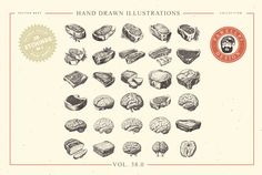 the hand drawn illustrations are shown in black and white