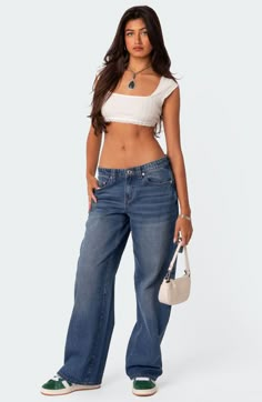 Travel back in time to the 2000s in nonstretch denim cargo jeans flaunting a low rise, full-length legs and plenty of pockets for utilitarian detail. 100% cotton Machine wash, dry flat Imported Cropped Dark Wash Flare Jeans With Pockets, Cropped Denim Flare Jeans With Pockets, Dark Wash Cropped Jeans With Pockets, Y2k Style Medium Wash Straight Leg Cargo Jeans, Mid-rise Cotton Utility Flare Jeans, Mid-rise Cotton Flare Jeans In Utility Style, Cropped Denim Blue Jeans With Pockets, Y2k Style Dark Wash Mid-rise Cargo Jeans, Y2k Mid-rise Dark Wash Cargo Jeans