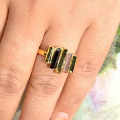 Fusion Style Multi-stone Tourmaline Jewelry, Tourmaline Multi-stone Jewelry Gift, Luxury Multi-stone Tourmaline Ring, Luxury Polished Tourmaline Rings, Black Tourmaline Ring, Raw Tourmaline, Raw Black Tourmaline, Raw Stone Ring, Electroformed Jewelry