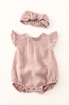 Ash Pink, Diy Sy, Baby Mode, Linen Romper, Organic Cotton Clothing, Bubble Romper, Carters Baby, Trendy Baby, Pink Linen