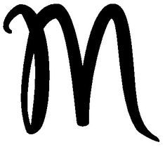 the letter m is made up of two curved lines, and has a black outline on it