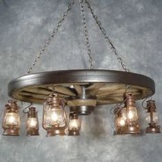 a chandelier with five lights hanging from it