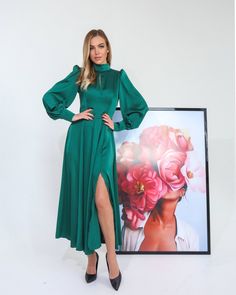 Long Sleeve Satin Dress For Night Out, Chic Fitted Satin Dress With Long Sleeves, Fitted Long Sleeve Satin Dress, Fitted Satin Long Sleeve Party Dress, Solid Color Long Sleeve Satin Midi Dress, Solid Long Sleeve Satin Midi Dress, Formal Long Sleeve Satin Dress For Spring, Fitted Long Sleeve Satin Fall Dress, Fitted Long Sleeve Satin Dress For Fall