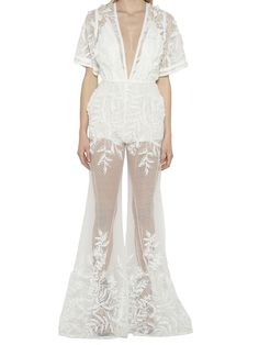 Best price on the market at italist | Elie Saab Elie Saab Jumpsuits Fitted Lace V-neck Jumpsuits And Rompers, Elegant Embroidered Jumpsuits And Rompers For Party, Summer Embellished Fitted Jumpsuits And Rompers, Floral Embroidered Jumpsuits And Rompers For Summer Parties, Summer Party Jumpsuits And Rompers With Floral Embroidery, Fitted Embroidered Bottoms For Wedding, Spring Embroidered Fitted Jumpsuits And Rompers, Embroidered Fitted Jumpsuits And Rompers For Spring, Define Yourself